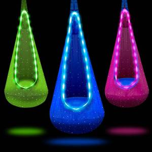 lot 1330 image: Light Up Kids Pod Swing Seat, Kids Hanging Hammock Swing Chair with LED Lights and Inflatable Pillow, Sensory Swing Pod Swing for Kids Indoor and Outdoor (Blue)