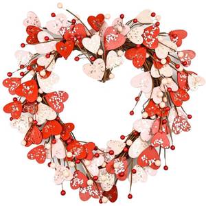 lot 1334 image: Lotus Hills Valentines Wreaths for Front Door, 17 Inch Heart Shaped Valentines Day Wreath with Shinning Glitter, Sparkle Valentine Door Wreath for Home Office School Decor, Valentines Decorations