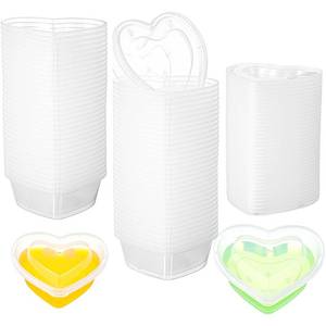 lot 1362 image: Didaey 72 Pcs Heart Shaped Storage Containers 4 Oz, 5 oz Valentines Day Heart Plastic Containers with Lids Clear Box Plastic Disposable Portion Cups for Food Storage DIY Craft Making
