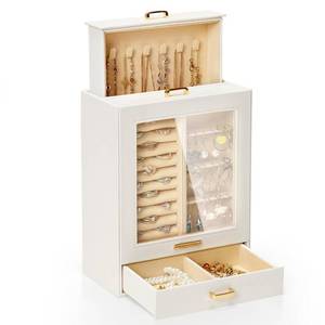 lot 1400 image: Homde Jewelry Organizer Girls Women Jewelry Box for Necklaces Rings Earrings Gift Bracelets Storage Case (White  Gold)