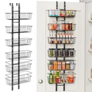 lot 1403 image: Besimlive Adjustable Over the Door Pantry Organizer (95percent Pre-installed) No Drilling Required, Stable (8 Adhesive Pad) Sturdy (Support Up to 60 lbs) for Bathroom and Laundry Room, 6 Tier, 15 Inch Wide