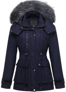 lot 1404 image: GGleaf Womens Thicken Parka Quilted Puffer Jacket Winter Coat Warm with Removable Hood Navy X-Large
