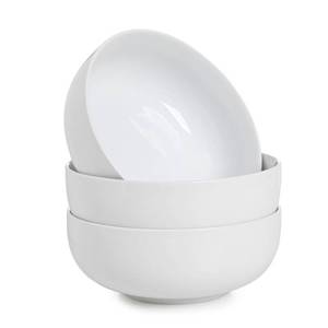 lot 1410 image: WishDeco Salad Bowls Set of 3, Ceramic Pasta Bowls, 37oz Serving Bowls, 7 Inch White Bowls for Soup, Cereal, Noodle Ramen, Fruit, Dessert