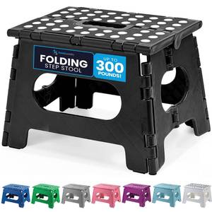 lot 1416 image: Handy Laundry - Folding Step Stool is Sturdy Enough to Support Adults and Safe Enough for Kids. Opens Easy with One Flip. Great for Kitchen, Bathroom or Bedroom (Black)