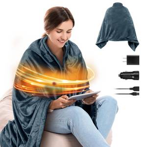 lot 1425 image: USB Heated Blanket, Portable Heated Blanket Battery Powered, Wearable Heated Shawl Wraps for Office, Electric Heating Lap Blanket Throw, Valentines Day Gifts for Women (Battery is Not Included)