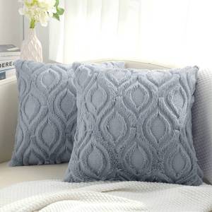 lot 2037 image: decorUhome Decorative Throw Pillow Covers 20x20, Soft Plush Faux Wool Couch Pillow Covers for Home, Set of 2, Pink