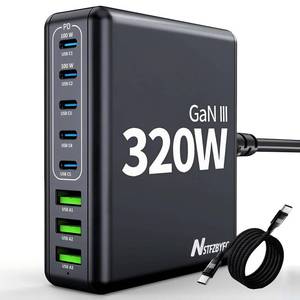 lot 2055 image: A 320W USB C Charger Block 8 Port Fast Charging Station Hub Upgraded GaN III PD 100W Laptop Charger Adapter Compatible with MacBook ProAir, DELL,iPad, iPhone1615, Galaxy, Steam Deck (Black)