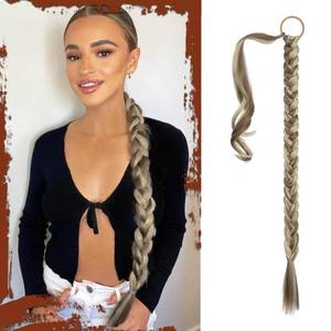 lot 2060 image: SOFEIYAN Long Braid Ponytail Extension with Hair Tie Straight Sleek Wrap Around Hair Extensions Braid Pony Tail Fluffy Natural Soft Synthetic Hairpieces for Women Daily Wear, 26 inch