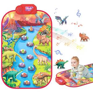 lot 2064 image: ELX Baby Musical Mat with Dinosaur and Volcano Sound, Floor Step on Piano Mat Toys for Toddlers 3 Early Education Touch Blanket