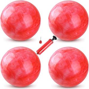 lot 2065 image: ZHANGBY 4 Pcs 9 Inch Inflatable Balls and 1 Hand Pump, Bouncy Balls Beach Ball Kickball Toys Balls Pets School Playground Ball IndoorOutdoor Playballs Color Marbleized Inflatable Bouncing Balls-Red