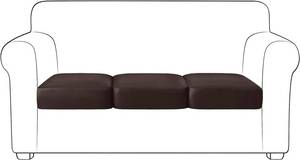 lot 2070 image: Yates Home PU Leather Couch Sofa Cushion Slipcover Water-Proof Elastic Chair Seat Covers Loveseat Slip Cover for Settee Seater Replacement in Living Room3 Piece Large Sofa Cushion Covers, Chocolate