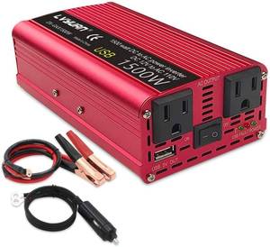 lot 2082 image: IpowerBingo Power Inverter 700W1500W (Peak) Dual AC Outlets and USB Charging Port DC 12V to 110V AC Car Converter Inverter for Home Car RV Truck Camping