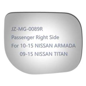 lot 2096 image: JZSUPER Mirror Glass fit for 2010-2015 Nissan Armada 2009-2015 Nissan Titan Replacement Convex Passenger Side Glass (Non Heated)