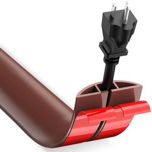 lot 2105 image: CrocSee 4ft Self-Adhesive Floor Cord Cover for Wires, Low Profile Cord Hider Cable Management, Trimmable PVC Cord Protector - Cord Cavity  0.47in (W) x 0.29in (H) - Brown