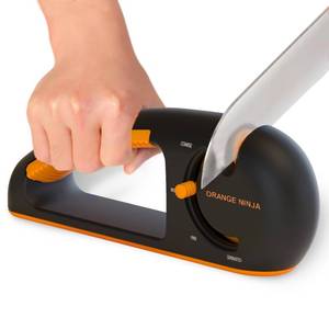 lot 2106 image: Orange Ninja 4-Stage Knife Sharpener - Premium Kitchen Knife Sharpeners - Adjustable Handheld Manual Blade Sharpeners for Kitchen, Pocket Knives Sharpener, Chefs and Serrated Knives by Sharp Pebble