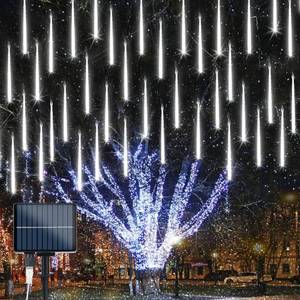 lot 2115 image: iBaycon Solar Meteor Shower Rain Lights, 11.8 inches 20 Tubes 480 LED Cascading LED Icicle Lights, Waterproof Solar Icecycle Falling Raindrop Lights for Holiday Party Wedding Christmas Decorations