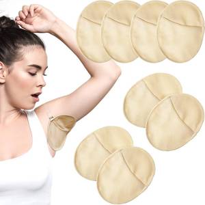 lot 2129 image: A 4 Pairs Underarm Sweat Pads Reusable Armpit Absorbing Guards Washable with Shoulder Strap Under Arm Breathable Absorbent Sweat Protectors Pads Guards for Women and Men(Nude)