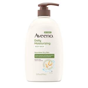 lot 2133 image: Aveeno Daily Moisturizing Body Wash, Body Wash for Dry Skin with Soothing Oat, Creamy Shower Cleanser, Gentle, Soap-Free and Dye-Free, Lightly Scented Body Wash, 33 FL OZ