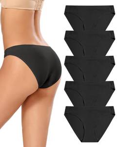 lot 2142 image: voenxe Women Bikini Underwear,Seamless Breathable Ladies Panties,No Show Comfortable Briefs Undies for Women,Hipster,5-Pack, XL