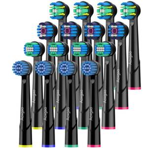 lot 2143 image: AOXGAO Replacement Heads Compatible with Oral B Electric Toothbrush, 16 Pcs Toothbrush Heads for Oral-b Braun Refill Pro 1000 2000 3000 500 Vitality Genius x (Black)