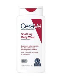 lot 2153 image: CeraVe Soothing Body Wash for Dry Skin, Shower Oil for Sensitive, Dry, Itchy, and Eczema-Prone Skin, Fragrance Free and Paraben Free and Sulfate Free, 10 oz