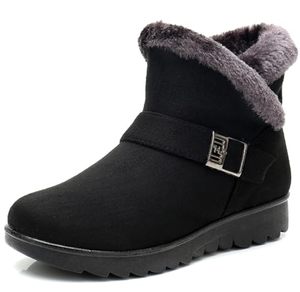 lot 2165 image: DADAWEN Womens Winter Warm Fur Lined Snow Boots Side Zipper Ankle Boots Outdoor Booties Comfortable Boots for Women Black US Size 10