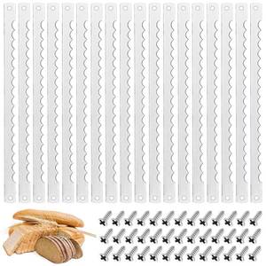 lot 2173 image: Lasnten 18 Pcs Bread Bow Knife Blades Stainless Steel Replacement Blade Serrated Bread Blade with Screws for Wooden baking Knife