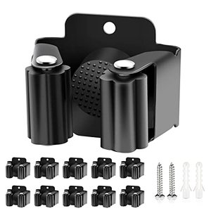 lot 2174 image: Verdenu 10 Pack Broom Holder Wall Mount, Mop Holder Wall Mounted, Stainless Steel Command Broom Holder with Screws, Garden Tool Rack Wall Mount for Kitchen, Home, Bathroom, Garage Storage, Black