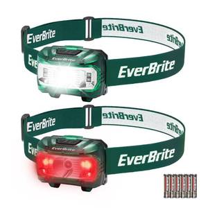 lot 2189 image: EverBrite Headlamp, 2 Pack Kids Headlamp with Red Light and Memory Function, Head Lamp for Adults and Kids with 5 Modes, Bright Headlamps for Camping, Running, Batteries Included