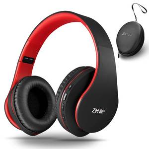 lot 2192 image: ZIHNIC Bluetooth Headphones Over-Ear, Foldable Wireless and Wired Stereo Headset Micro SDTF, FM for Cell Phone,PC,Soft Earmuffs andLight Weight for Prolonged Wearing (Blackred)