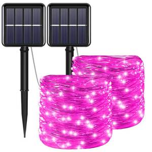 lot 2193 image: YAOZHOU Solar Christmas String Lights Pink Outdoor Waterproof 100 LED2 Pack 8 Modes Copper String Lights Fairy Lights for Valentines Day Garden, Patio, Fence, Balcony, Outdoors(Pink 2pcs