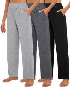 lot 2203 image: Huukeay 3 Pack Womens Lounge Pants, Cozy Wide Leg Lounge Pants with Pockets Loose Flowy Yoga Sweatpants Workout Comfy Jogger(Black, Dark Gray, Light Gray,Large)