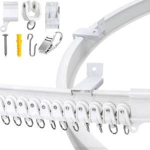 lot 2204 image: VRSS Flexible Bendable Curved Curtain Track With Stainless Steel Curtain Clips, 3 Meters(9.8 ft) Side Wall Mounting for L Shape U Shape Bay Windows Shower Curtains Room Divider DIY