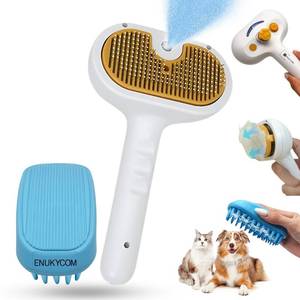 lot 2226 image: Self Cleaning Steam Brush for Cat Dog, 4 in 1 Pet Brush for Shedding and Grooming, Bath Massage Brush and WaterMist Slicker Brush for Long Haired Cats and Dogs- Pet Grooming Brush with Spray for Cats