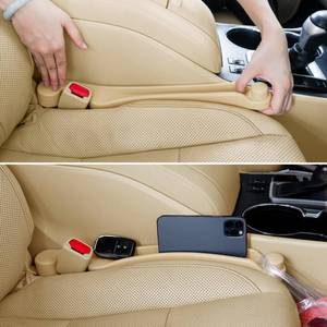 lot 2229 image: Car Seat Gap Filler 2 Pack Soft Foam Multifunctional Seat Side Gap Filler with Organizer and Hook Function, 3in1 Gap Stopper Universal Fit Car SUV Truck Fill The Gap Between Seat and Console (Dark Beige)