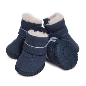 lot 10254 image: HdwkandHped Snow Dog Boots Warm Fleece Dog Winter Booties Anti-Slip Pet Shoes for Small Medium Dog Cat (Blue, #1)