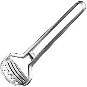 lot 10261 image: Heavy Duty Stainless Steel Potato Masher � Durable and Rustproof � Unique One-Piece Design for Quicker Mashing root vegetables, avocados, apples, beans, and nuts � 11-inch Long, Dishwasher Safe