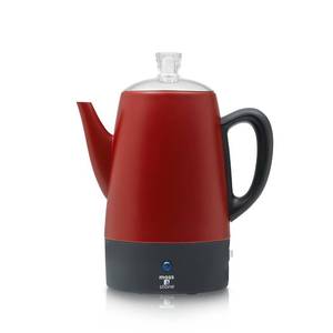 lot 10262 image: Moss and Stone Electric Coffee Percolator, Red Body with Stainless Steel Lid Coffee Maker, Percolator Electric Pot, Red Camping Coffee Pot 10 Cups