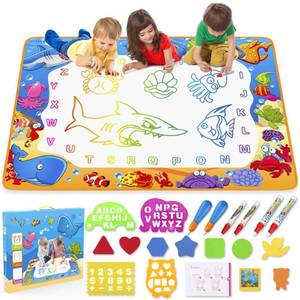 lot 10276 image: Water Doodle Mat - Kids Painting Writing Color Doodle Drawing Mat Toy Bring Magic Pens Educational Toys for Age 2 3 4 5 6 7 Year Old Girls Boys Age Toddler Gift