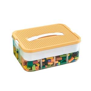 lot 10280 image: AEEISHOMEREFORM Toy Organizer Bins with Compartments, Building Blocks Storage, Storage Containers for Building Brick Storage, Plastic Stackable Organizer Bin Toy Chest (Yellow)