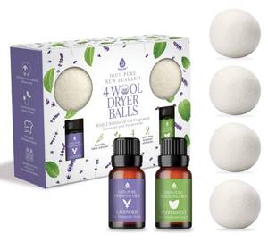 lot 10297 image: Pursonic Laundry Wool Dryer Balls Bundle - Reusable Dryer Balls Made from Pure New Zealand Wool - Natural Fabric Softener Balls with Lavender Oil and Peppermint Oil - 2.75in Diameter, 4-Pack