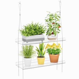 lot 10298 image: Lifewit 2-Tier Window Plant Shelves 15 inch, Acrylic Adjustable Hanging Floating Shelf, Window Sill Extender for Indoor Succulent Plants, Micro Greens, Seed Starter Pots, Herb Planters
