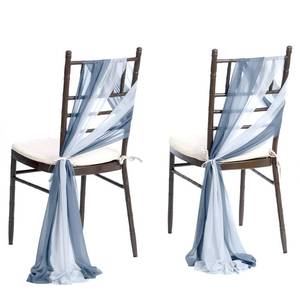 lot 10307 image: Lings Moment Wedding Chiffon Chair Sashes Cover Aisle Decorations Draping Fabric Wrinkle-Free with Tie 16pcs Dusty Blue Ice Blue for Party Ceremony Reception Floral Arrangement Banquet Outdoor Decor