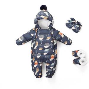 lot 10315 image: LAT Baby Snowsuit Winter -Super Warm Puffer Jacket Hoodie Romper -Unisex Coat Toddler Clothes(Navy Blue,0-6M)