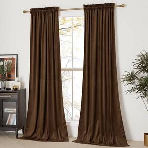 lot 10316 image: NICETOWN Thermal Insulated Brown Velvet Curtains, Sound Reducing Heavy Matt Solid Room Darkening DrapesPanels for Holiday (2 Panel Per Pack, 84 inches Long)
