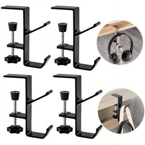 lot 10318 image: MVLIAST 4Pcs Desk Mount Bag Holder Hook Clamp, Adjustable Womens Purse Hook for Table Under Desk Clamp Headphone Holder Backpack Hook Christmas Garland and Stocking Mantel Holders