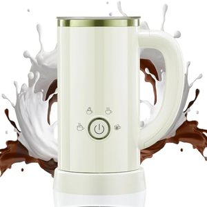 lot 10323 image: Milk Frother and Steamer, Electric 4-in-1 Hot and Cold Foam Maker, Automatic Milk Warmer with Two Whisks for Latte Cappuccino Hot Chocolate, 550W, 10.1oz300ml, (Snow White)