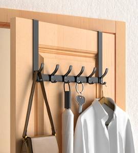 lot 10338 image: CHAUNCEY HOME Over The Door Hooks Hanger with 11-Inch Extended Brackets for Easy Access by Women, Tool-Free Assembly, Fits 1 34in Doors - Bathroom Accessories and Towel Rack Organization, Matte Black
