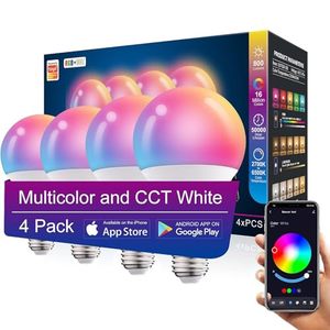 lot 10341 image: AFINSEA 4 Pack Smart Light Bulbs,WiFi and Bluetooth LED Light Bulb That Works with Alexa and Google Home, Color Changing Light Bulb, 10W A19 E26 2.4Ghz WiFi Light Bulbs 60 watt Equivalent, 800lm Dimmable