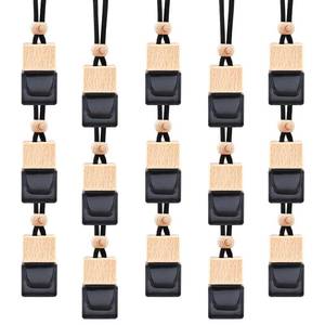 lot 10344 image: A 15 Pcs Hanging Car Air Freshener Bottle Empty Car Essential Oil Diffuser Bottles Pendant Black Glass Perfume Bottles Aromatherapy Fragrance Bottle Auto Ornaments Decor